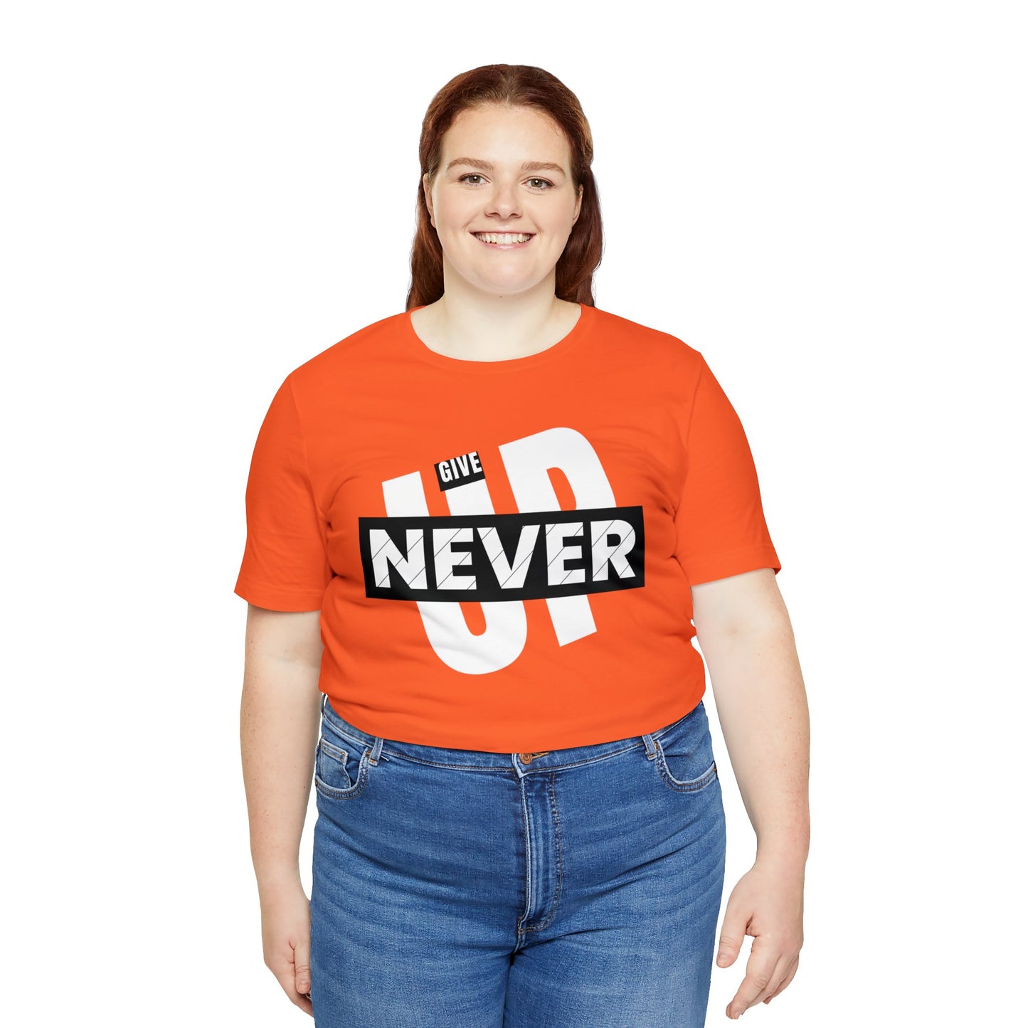 NEVER GIVE UP Unisex Jersey Short Sleeve Tee