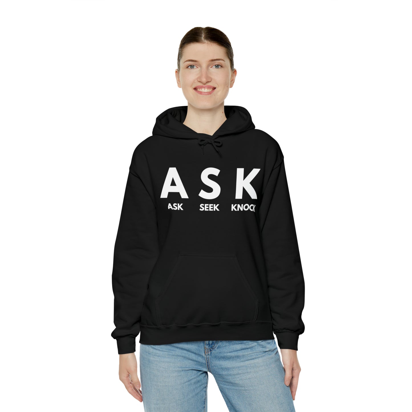 ASK SEEK KNOCK Unisex Heavy Blend™ Hooded Sweatshirt