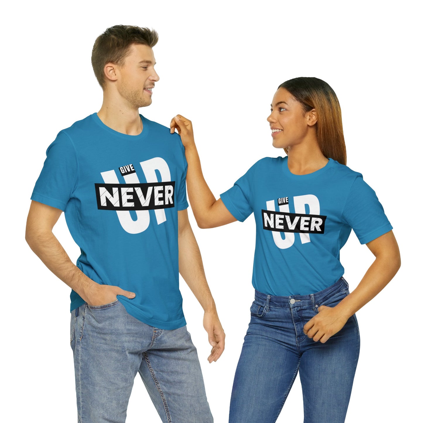 NEVER GIVE UP Unisex Jersey Short Sleeve Tee