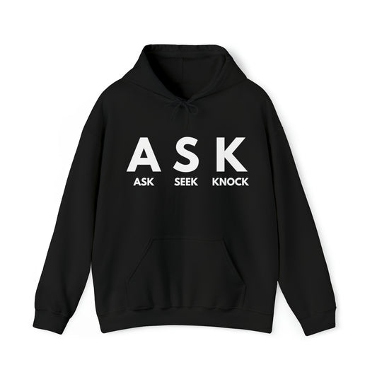ASK SEEK KNOCK Unisex Heavy Blend™ Hooded Sweatshirt