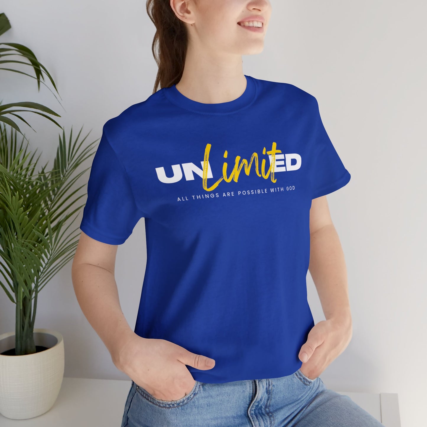 UNLIMITED ALL THINGS ARE POSSIBLE WITH GOD Unisex Jersey Short Sleeve Tee