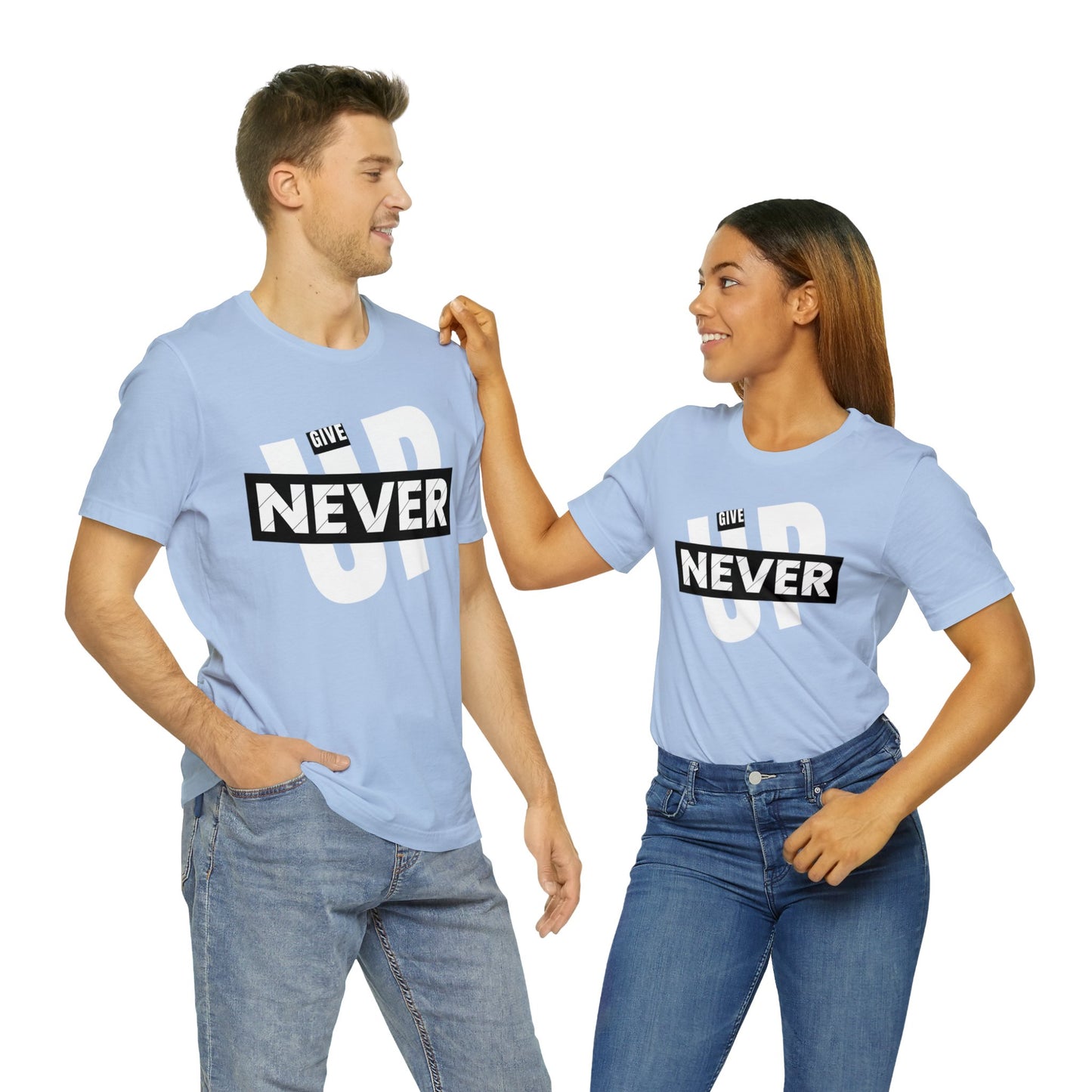 NEVER GIVE UP Unisex Jersey Short Sleeve Tee