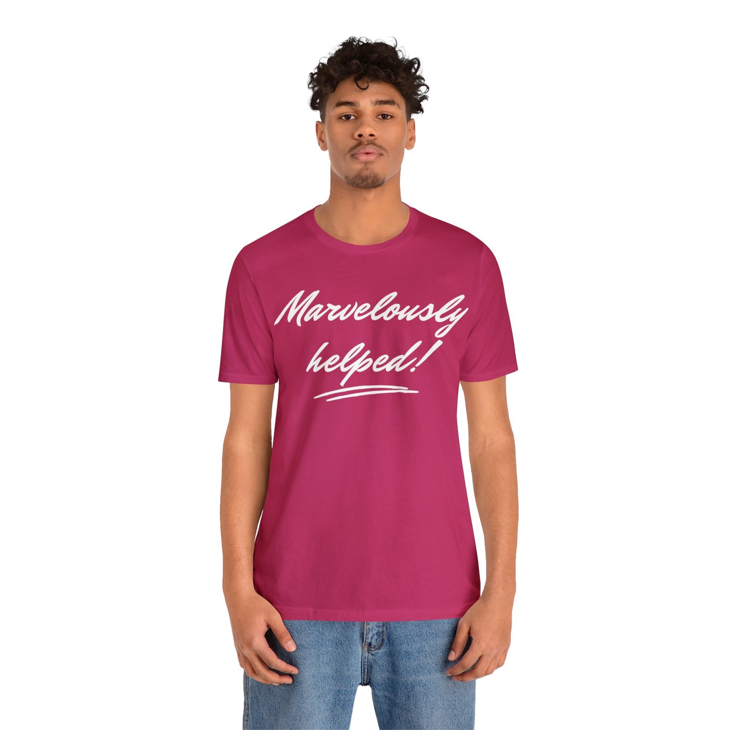 MARVELOUSLY HELPED Unisex Jersey Short Sleeve Tee