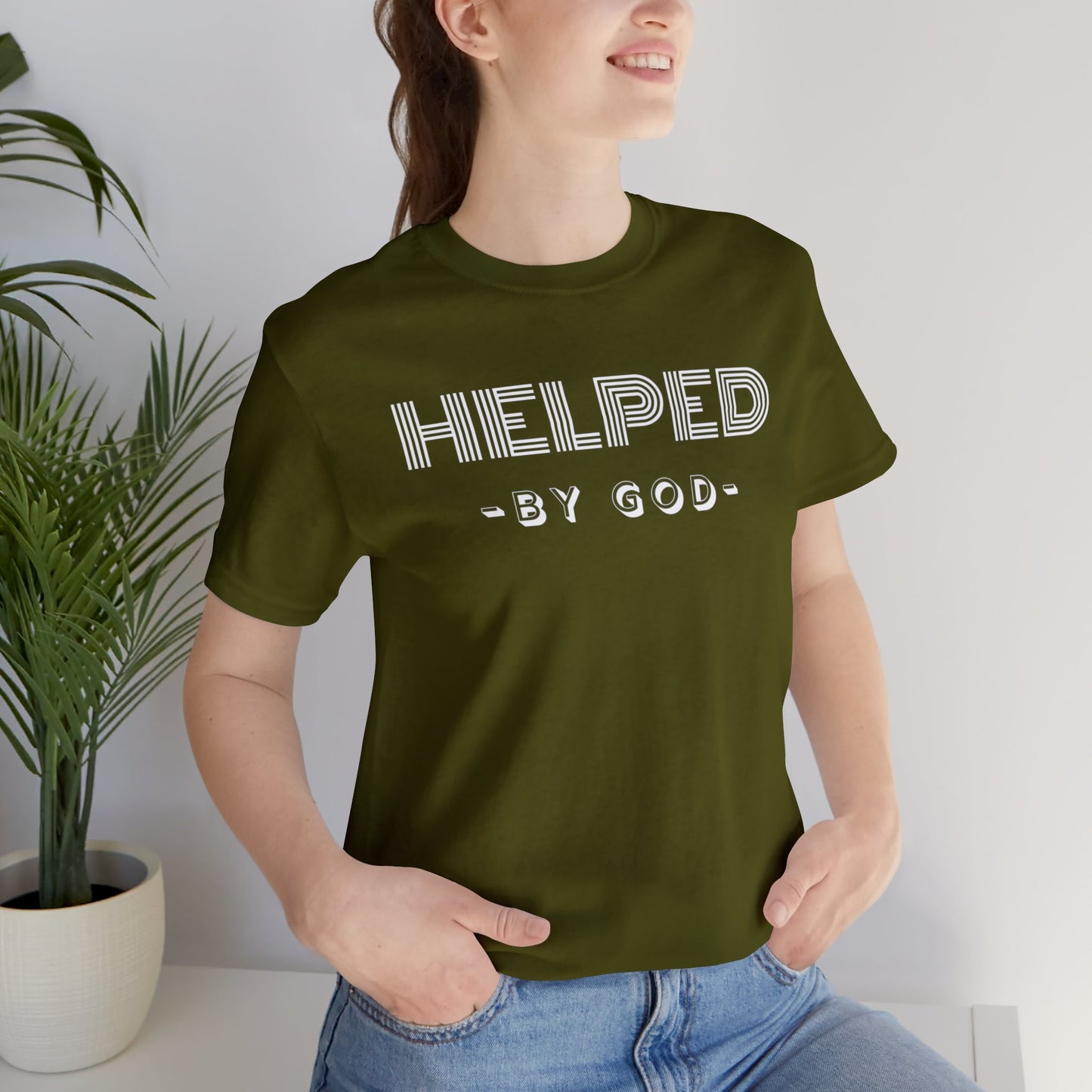 HELPED BY GOD Unisex Jersey Short Sleeve Tee