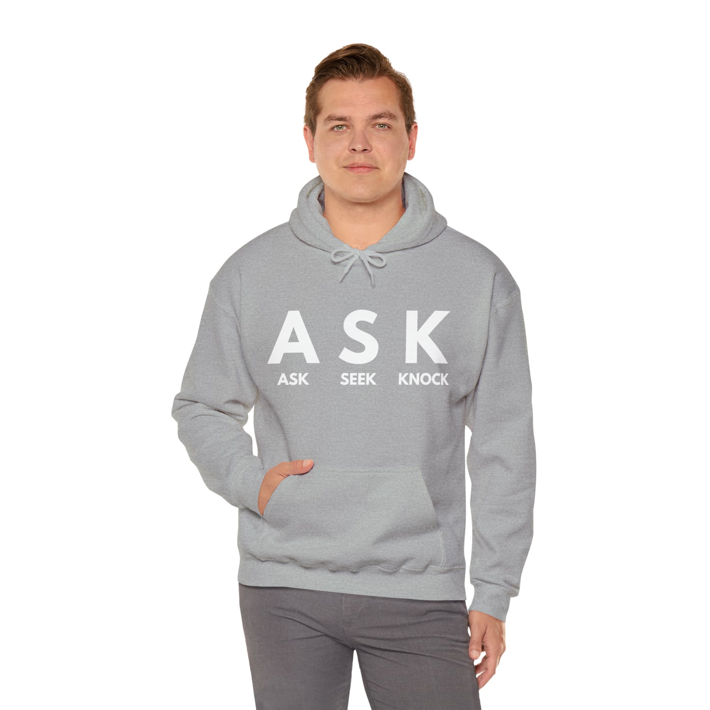 ASK SEEK KNOCK Unisex Heavy Blend™ Hooded Sweatshirt