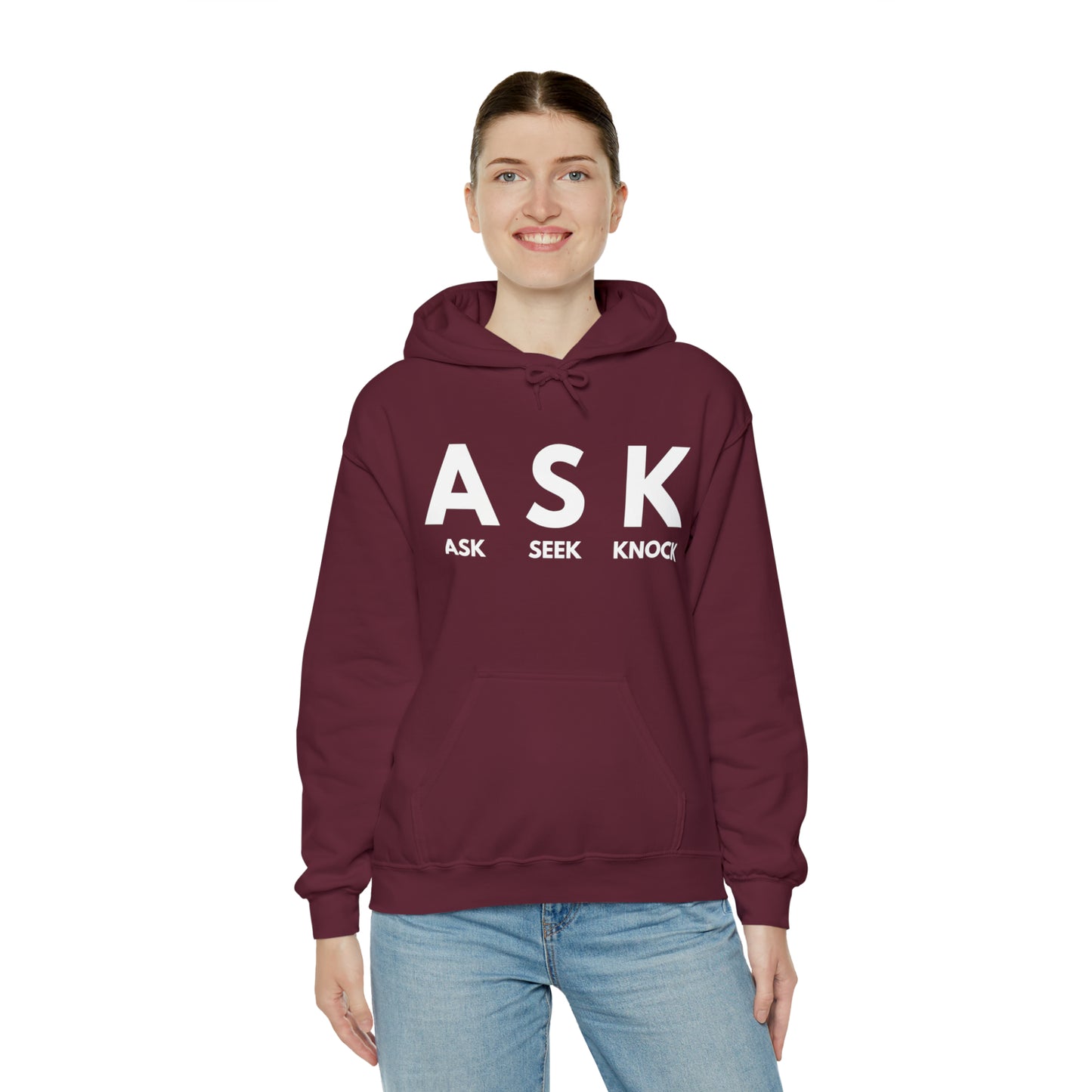 ASK SEEK KNOCK Unisex Heavy Blend™ Hooded Sweatshirt